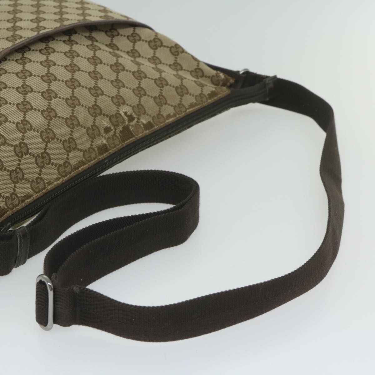 GUCCI GG Canvas Shoulder Bag Beige 145856 Auth 60724