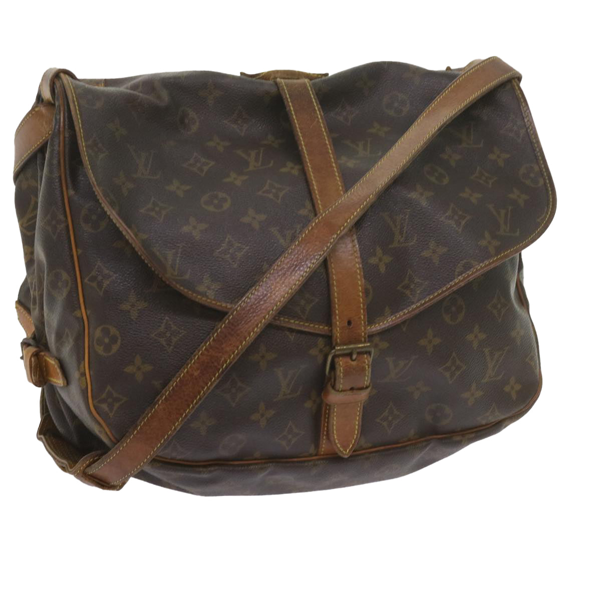 LOUIS VUITTON Monogram Saumur 35 Shoulder Bag M42254 LV Auth 60759