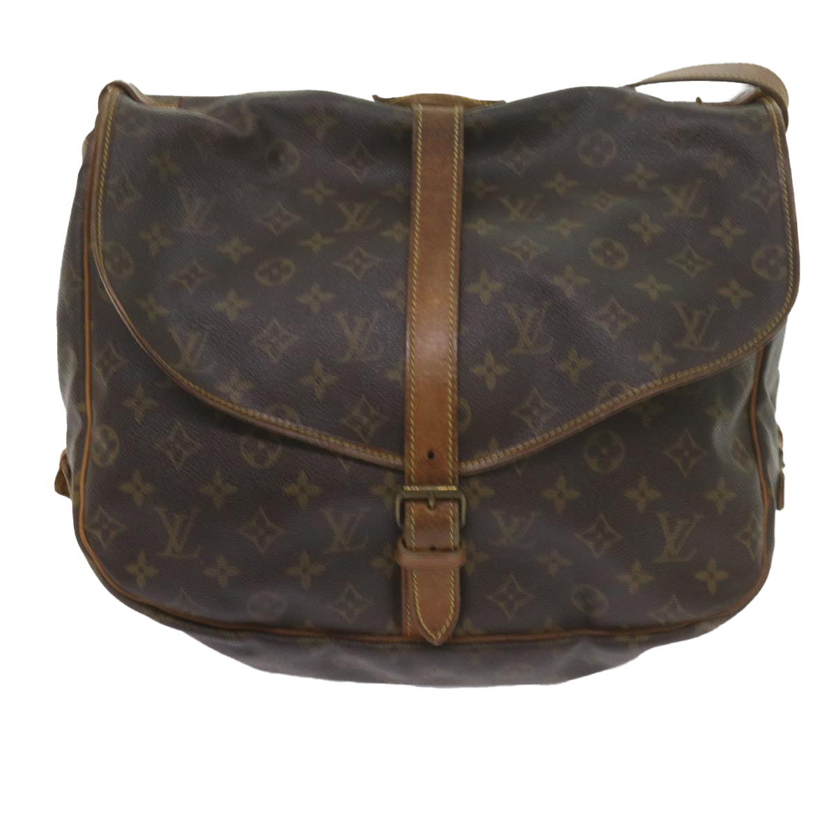 LOUIS VUITTON Monogram Saumur 35 Shoulder Bag M42254 LV Auth 60759