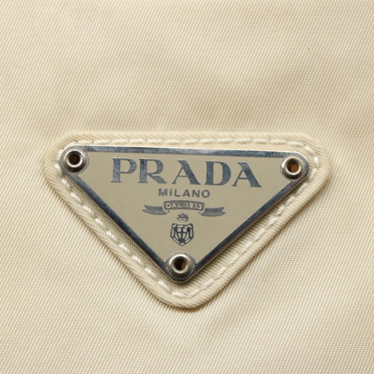 PRADA Tote Bag Nylon Cream Auth 60773