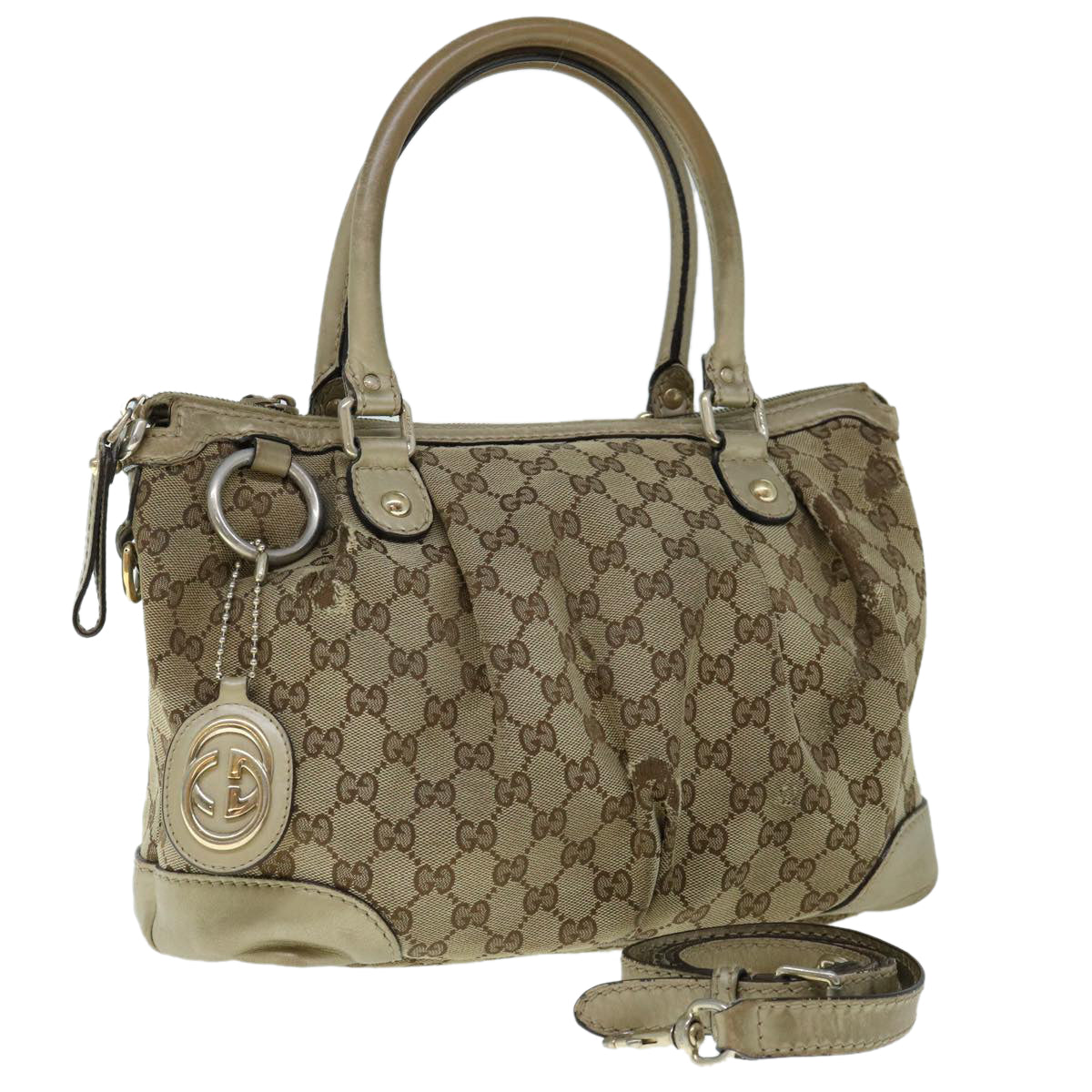 GUCCI GG Canvas Tote Bag Beige 247902 Auth 60786