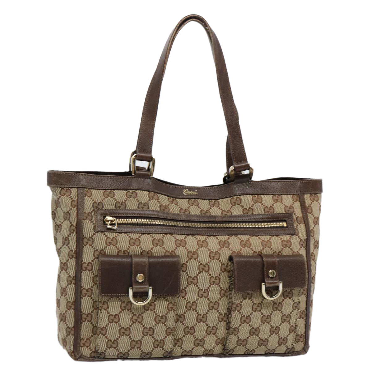 GUCCI GG Canvas Tote Bag Beige 146247 Auth 60800