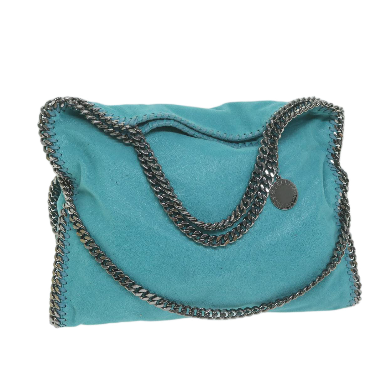 Stella MacCartney Chain Falabella Bag Polyester Turquoise Blue Auth 60808