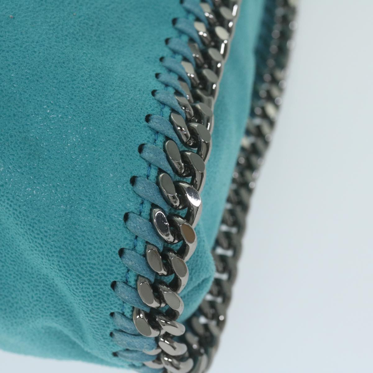 Stella MacCartney Chain Falabella Bag Polyester Turquoise Blue Auth 60808