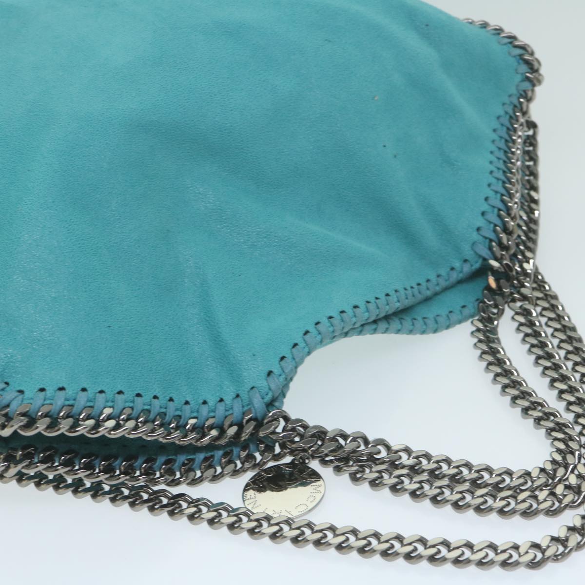 Stella MacCartney Chain Falabella Bag Polyester Turquoise Blue Auth 60808