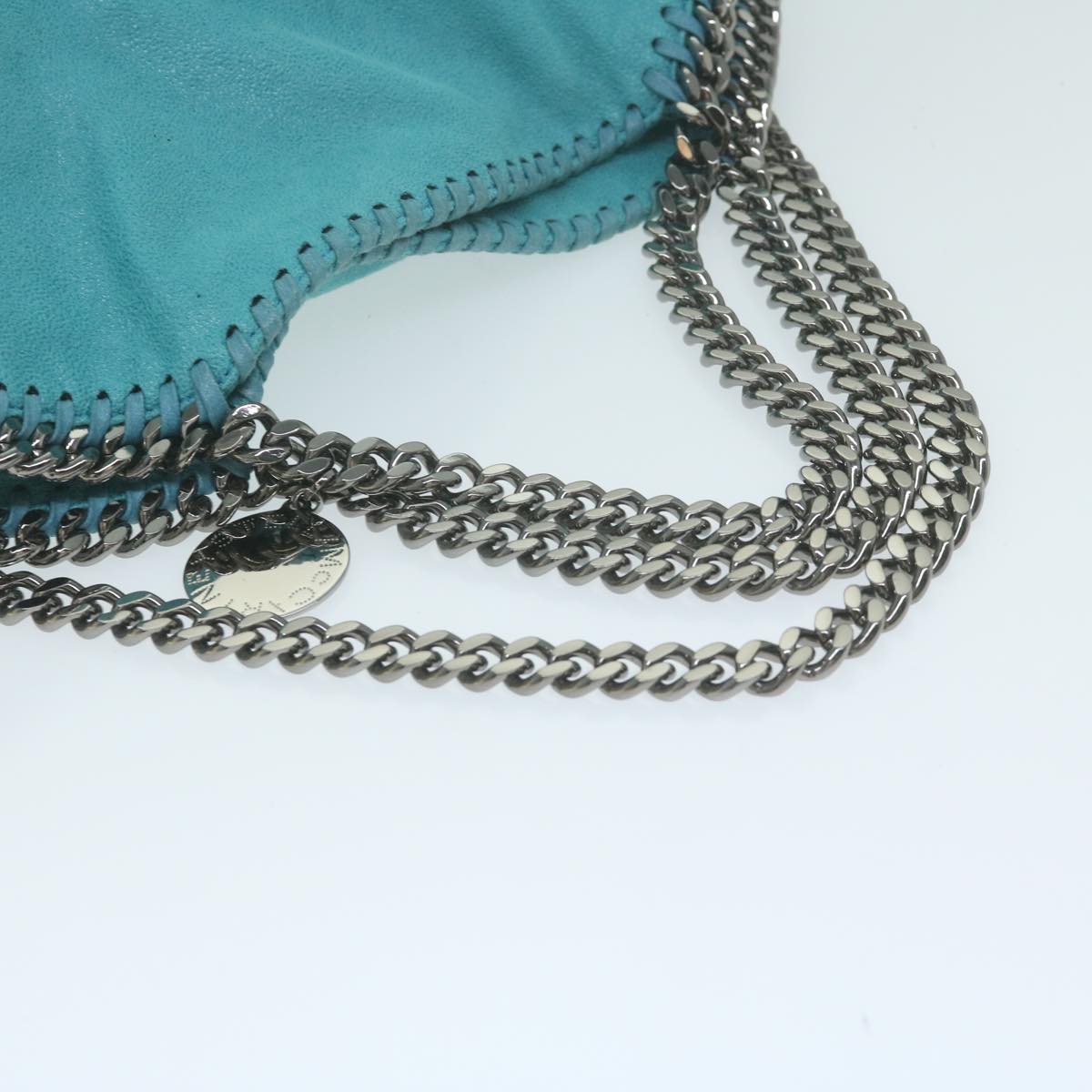 Stella MacCartney Chain Falabella Bag Polyester Turquoise Blue Auth 60808