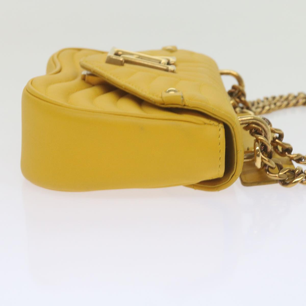 LOUIS VUITTON New Wave Chain Bag PM Shoulder Bag Leather Yellow LV Auth 60852A
