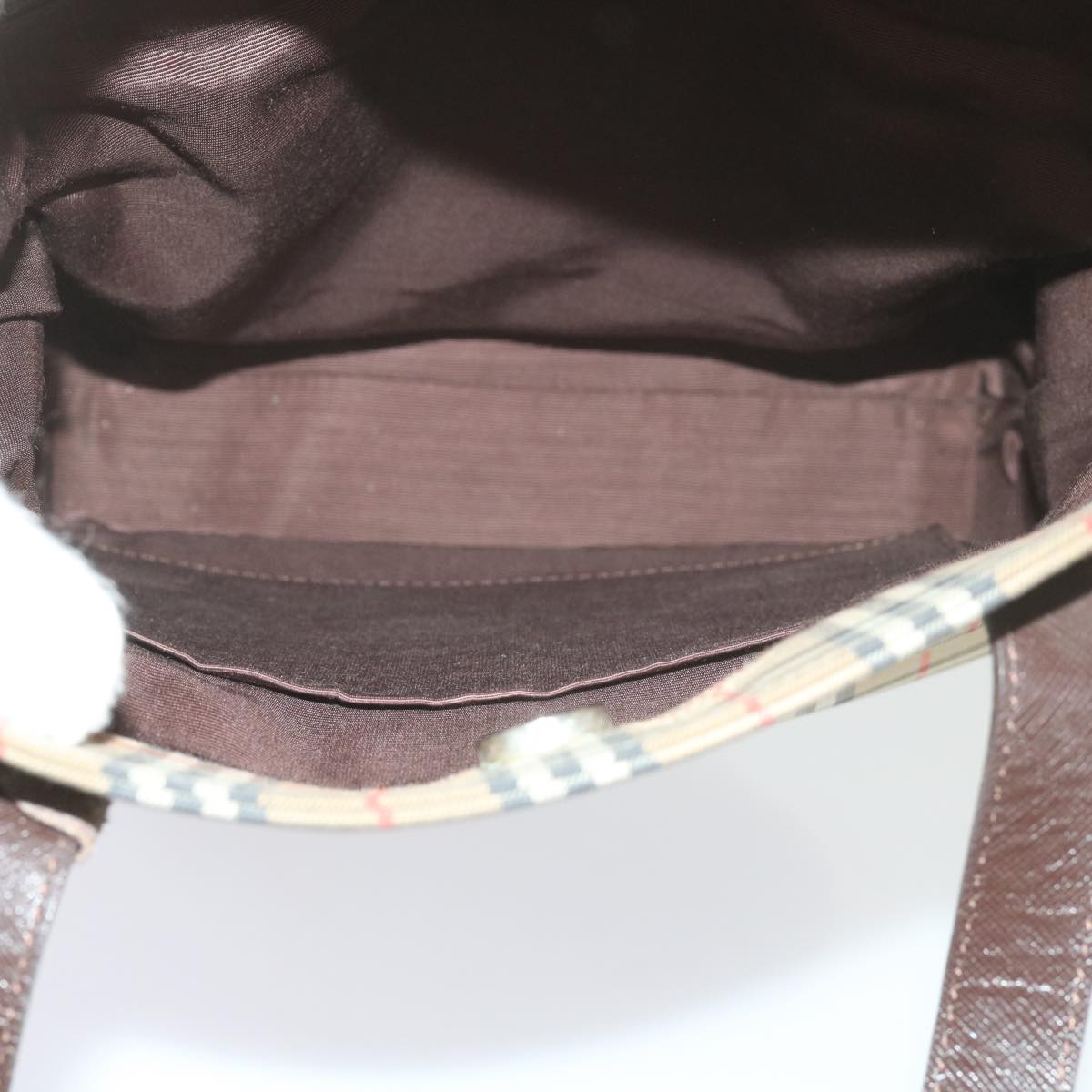 Burberrys Nova Check Shoulder Bag Canvas Beige Auth 60870