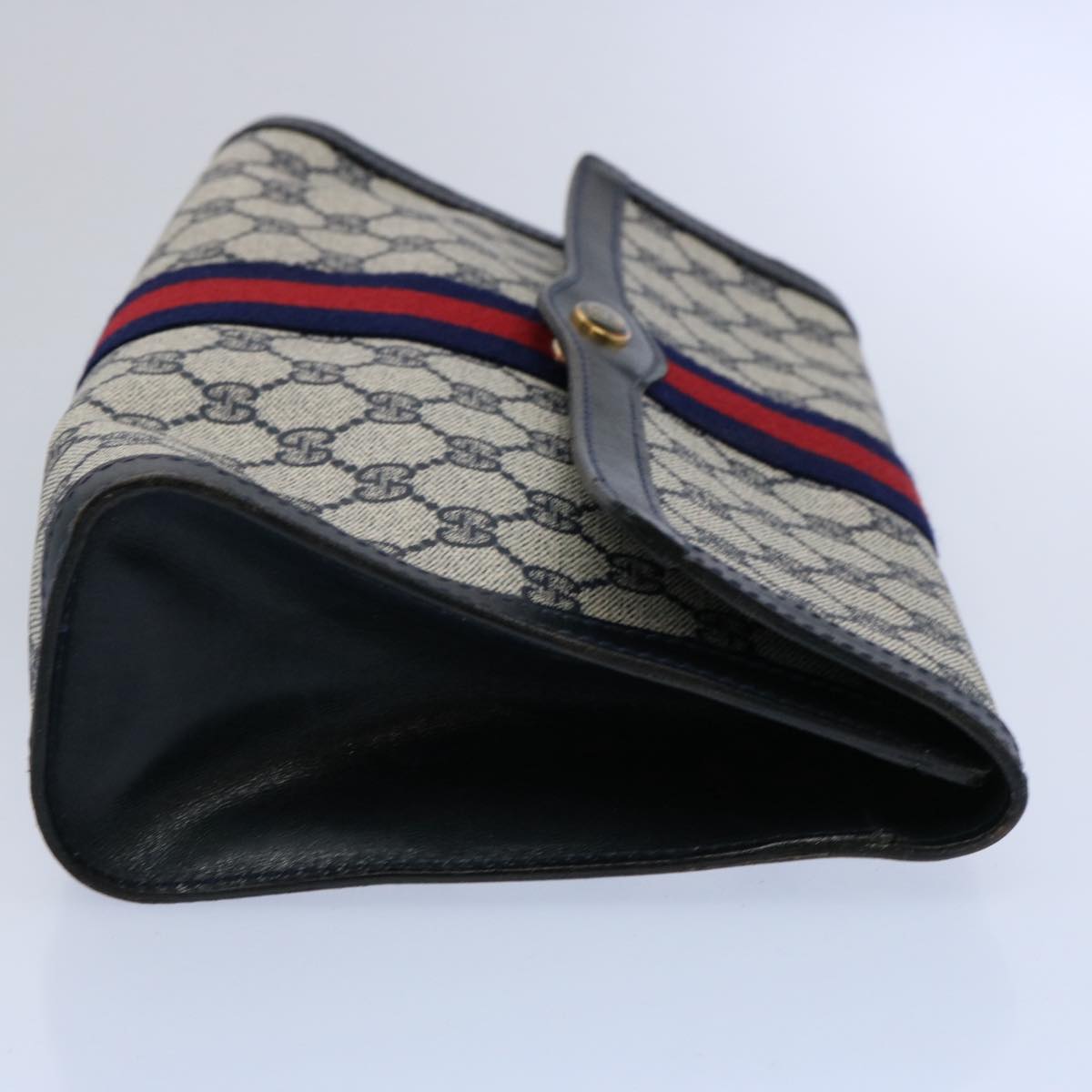 GUCCI GG Supreme Sherry Line Clutch Bag Red Navy 41 014 3087 30 Auth 60875