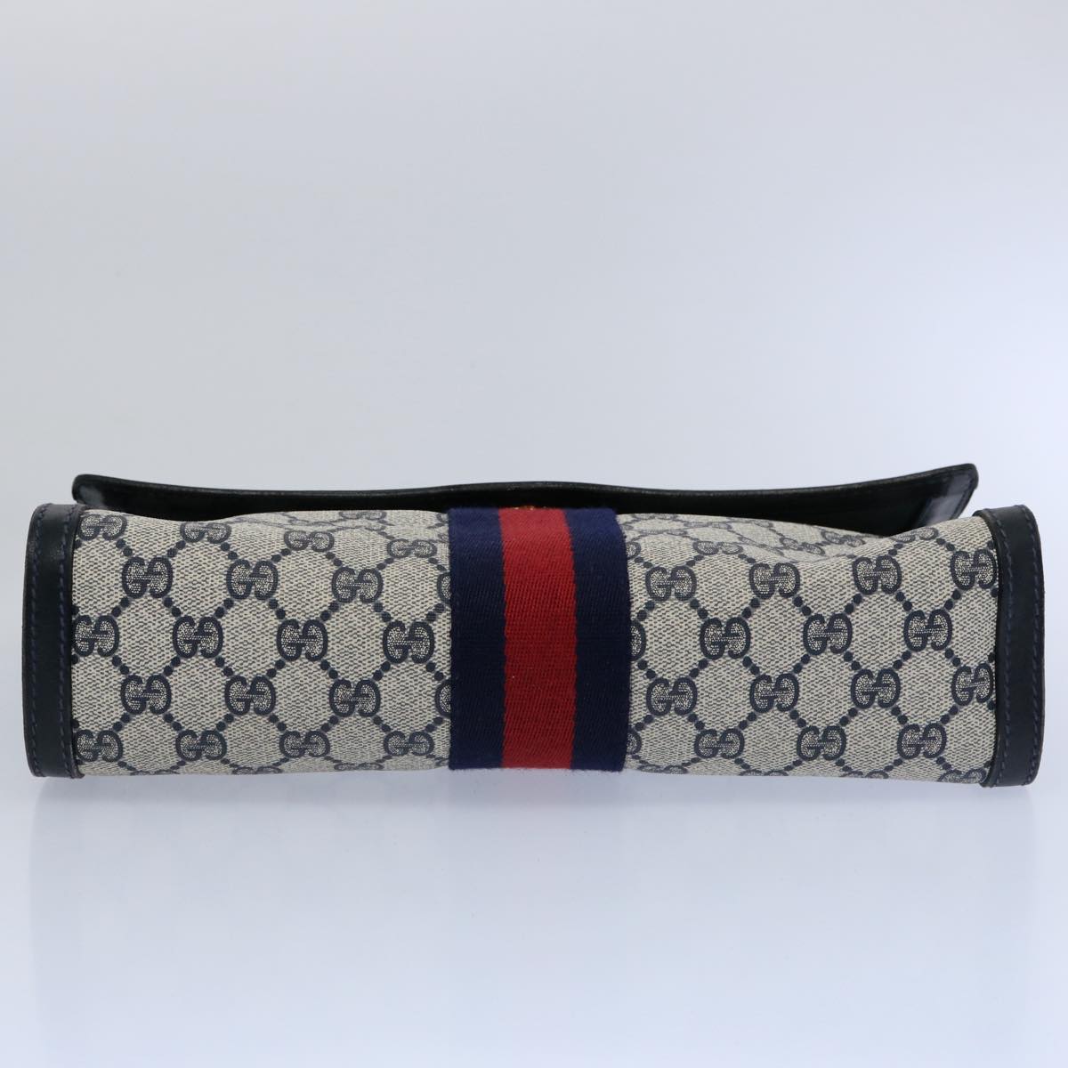 GUCCI GG Supreme Sherry Line Clutch Bag Red Navy 41 014 3087 30 Auth 60875