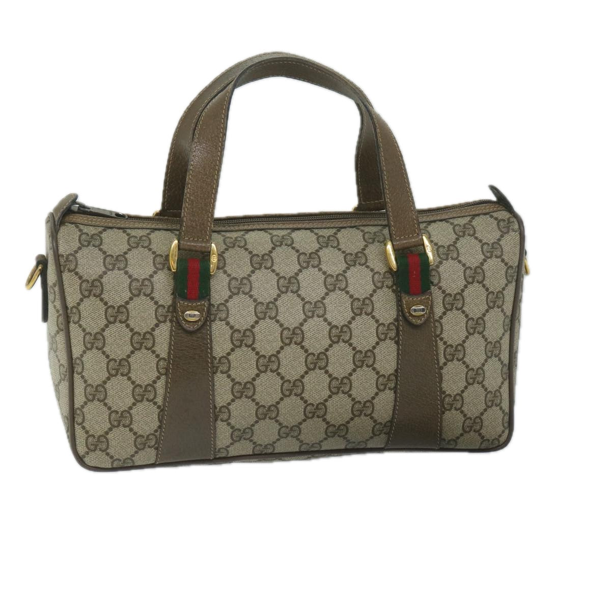 GUCCI GG Supreme Web Sherry Line Hand Bag 2way Beige Red 39 02 040 Auth 60876