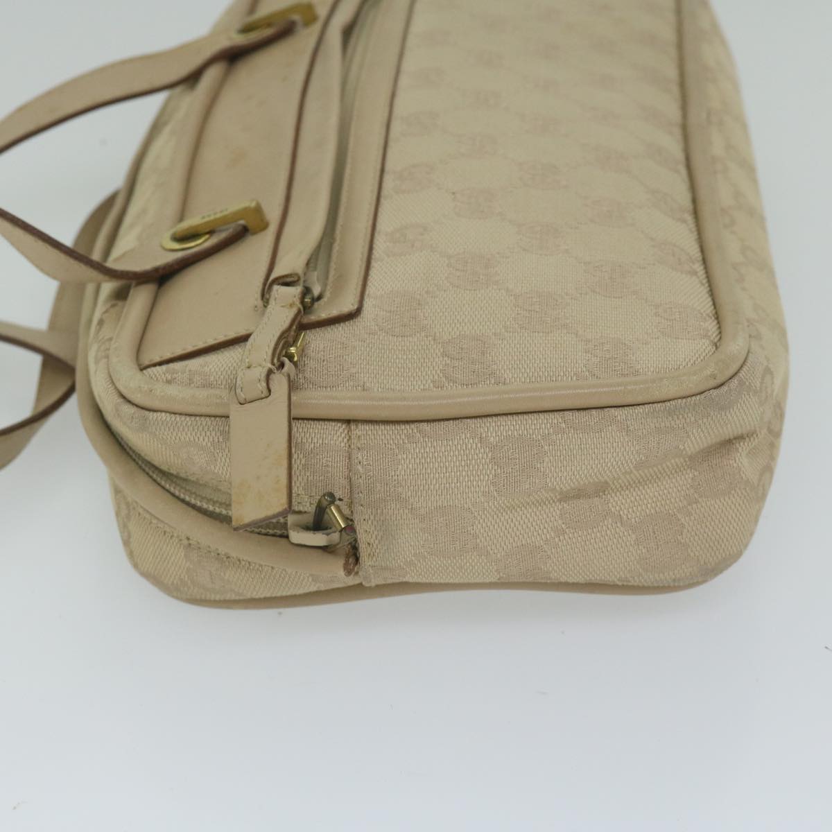 GUCCI GG Canvas Hand Bag Beige 92729 Auth 60882