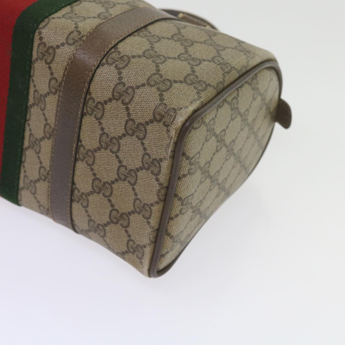 GUCCI GG Supreme Web Sherry Line Hand Bag Beige Red Green 69 02 006 Auth 60884