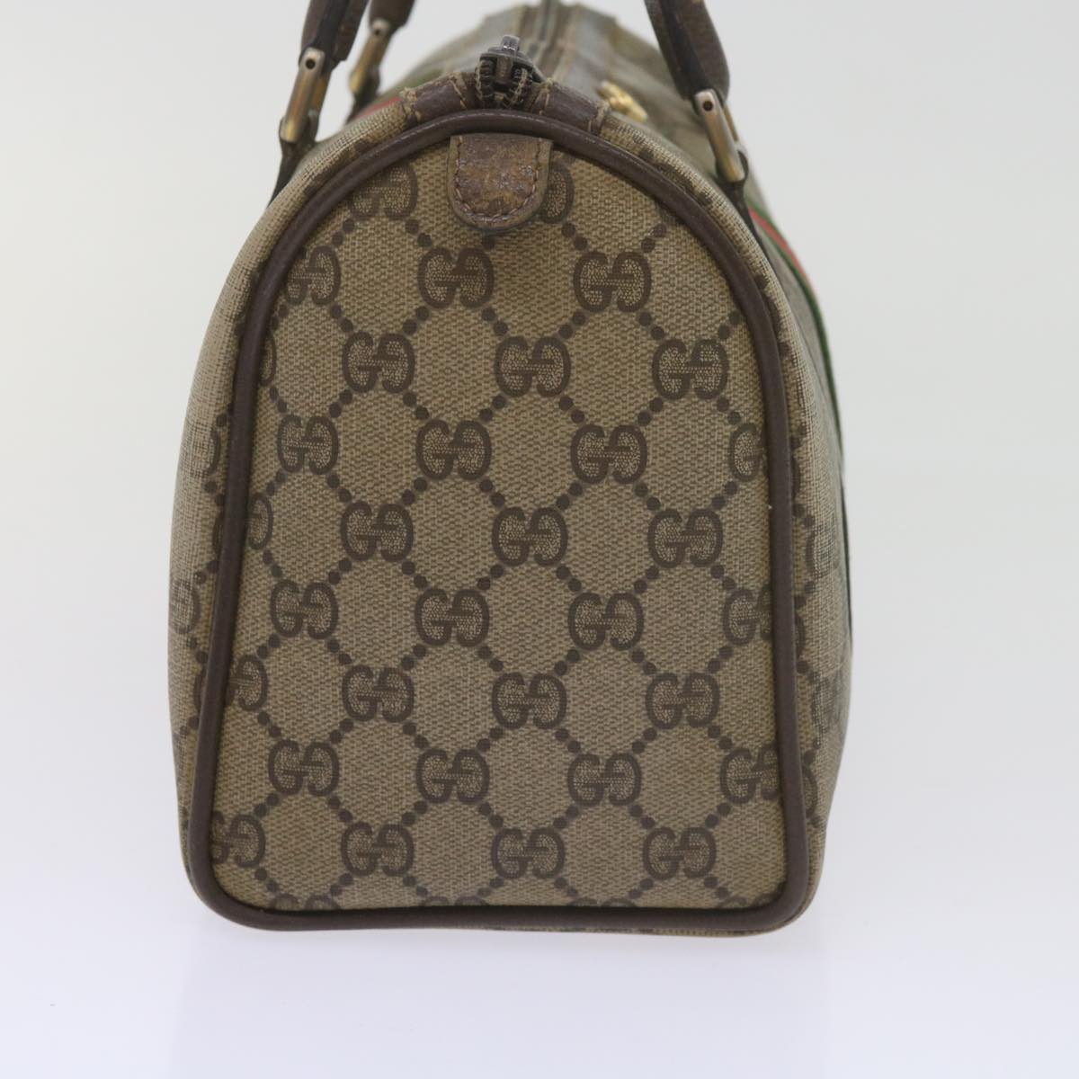 GUCCI GG Supreme Web Sherry Line Hand Bag Beige Red Green 69 02 006 Auth 60884