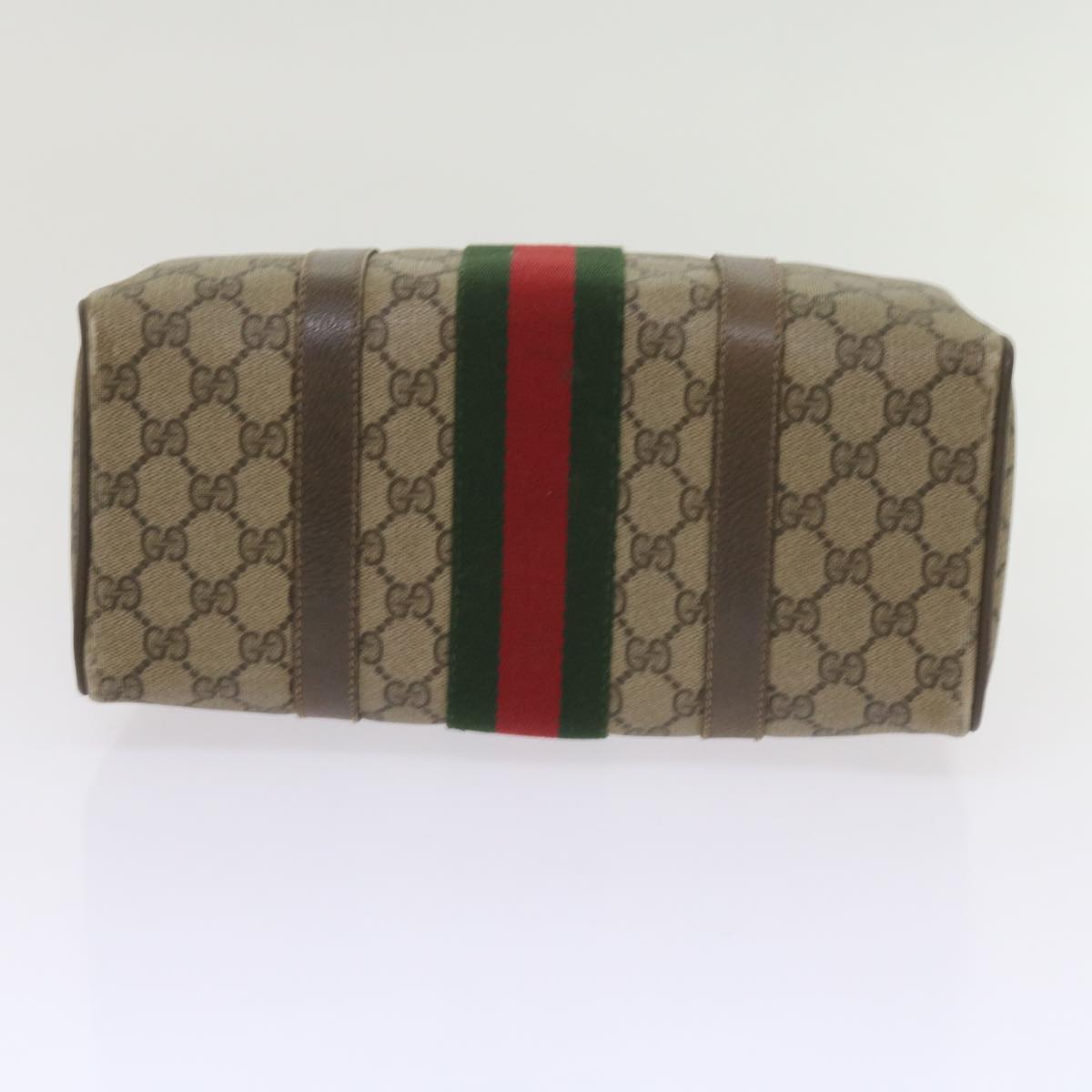 GUCCI GG Supreme Web Sherry Line Hand Bag Beige Red Green 69 02 006 Auth 60884