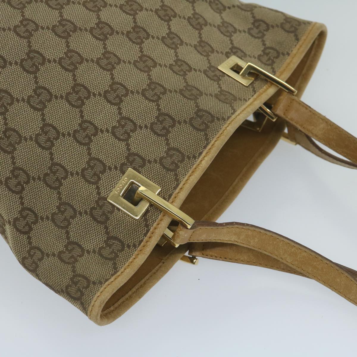 GUCCI GG Canvas Tote Bag Beige 002 1099 Auth 60920