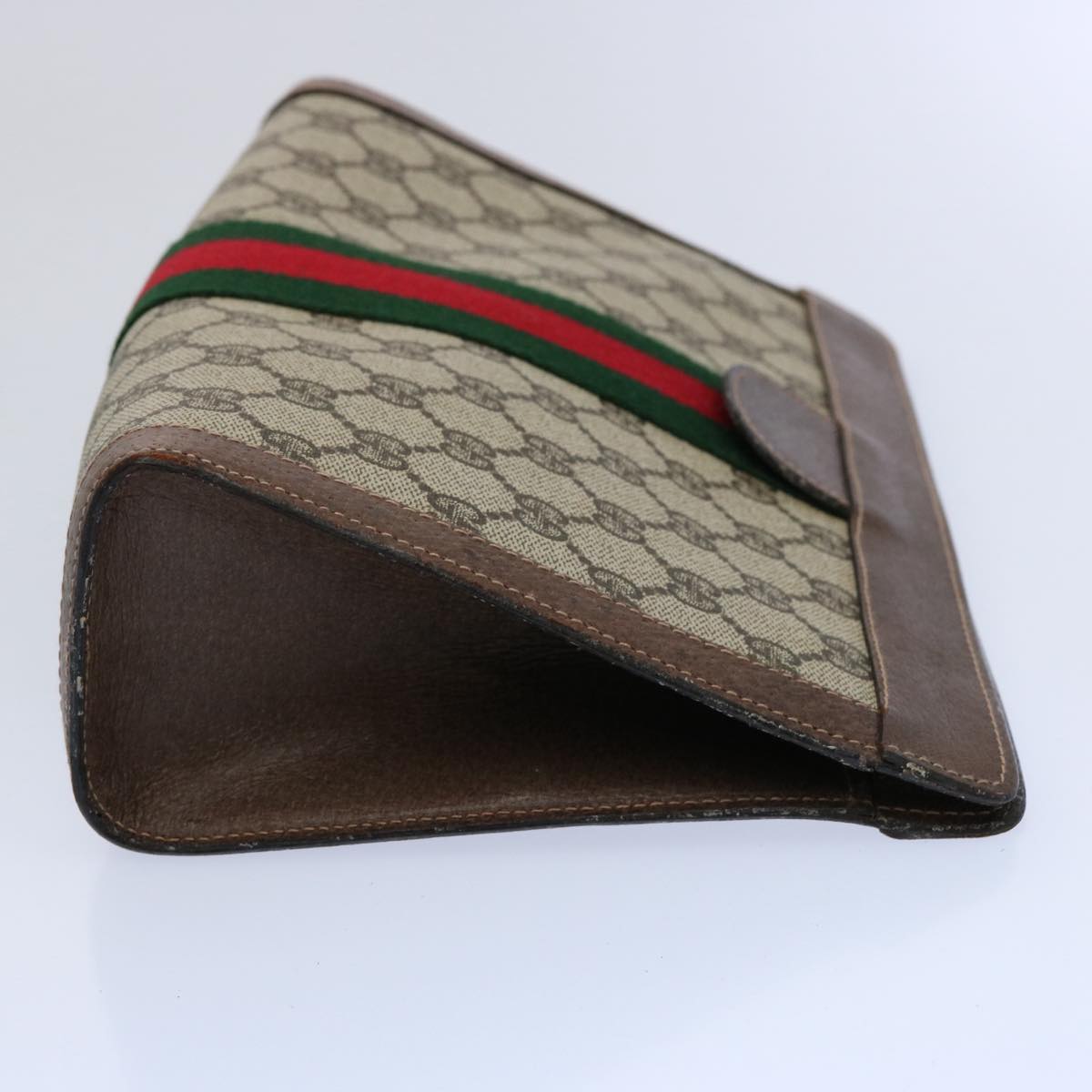 GUCCI GG Supreme Web Sherry Line Clutch Bag Beige Red Green 89 01 002 Auth 60941