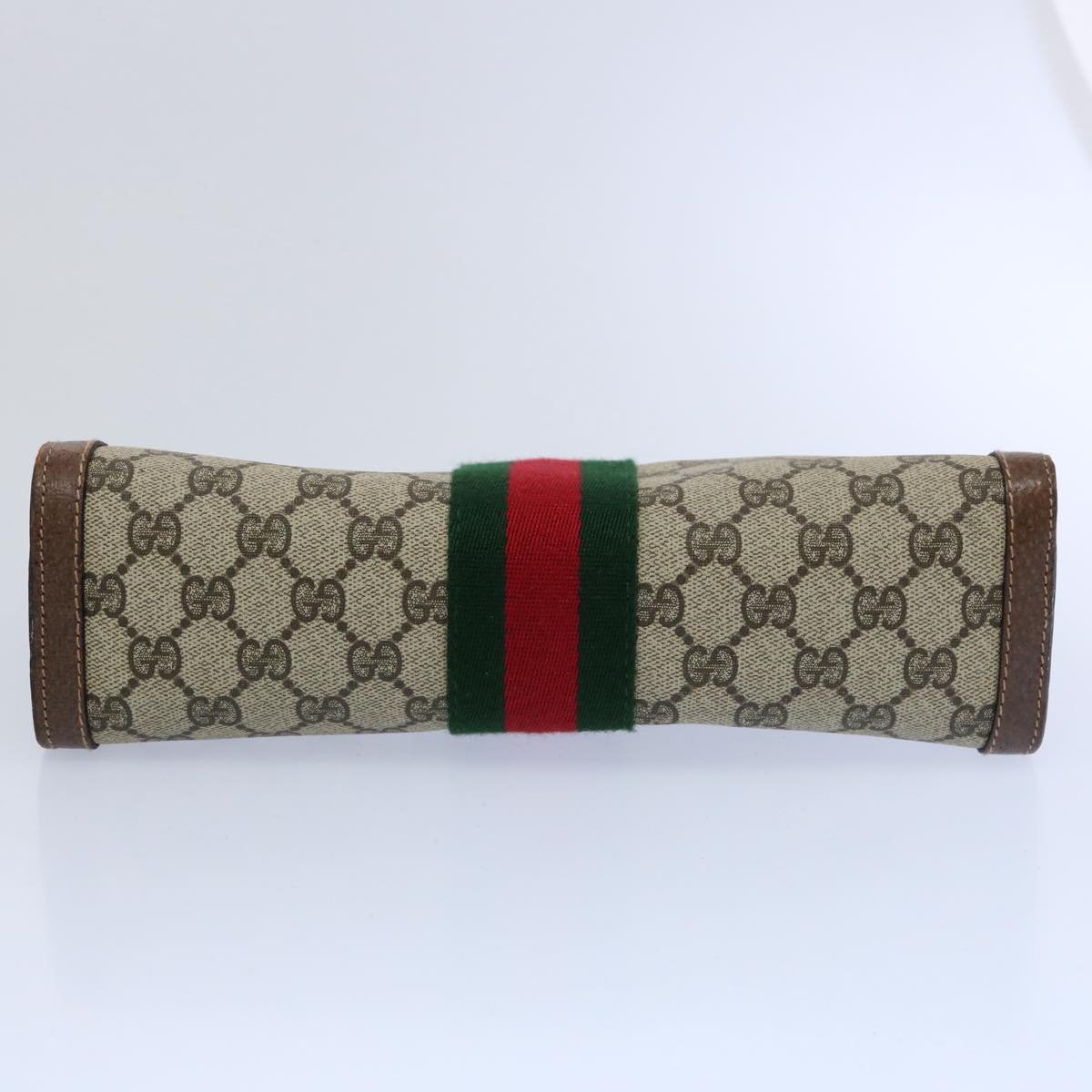 GUCCI GG Supreme Web Sherry Line Clutch Bag Beige Red Green 89 01 002 Auth 60941