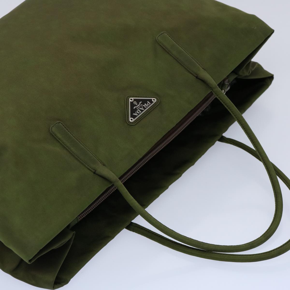 PRADA Hand Bag Nylon Khaki Auth 60956