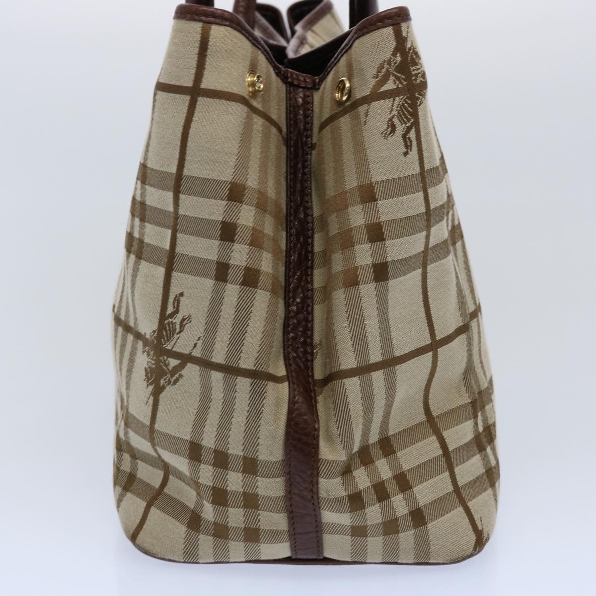 BURBERRY Nova Check Tote Bag Canvas Beige Auth 60965