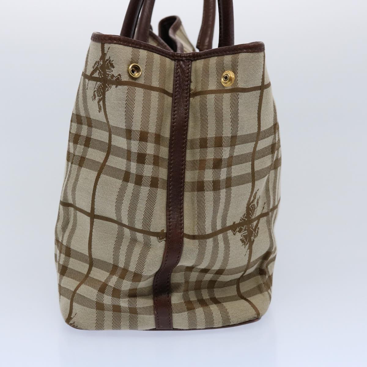 BURBERRY Nova Check Tote Bag Canvas Beige Auth 60965