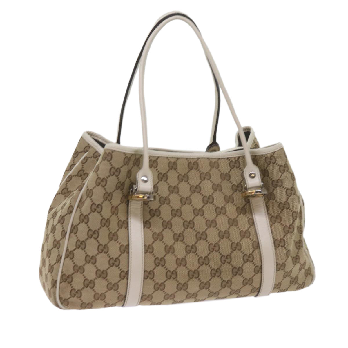 GUCCI GG Canvas GG Twins Tote Bag Beige 232957 Auth 60992