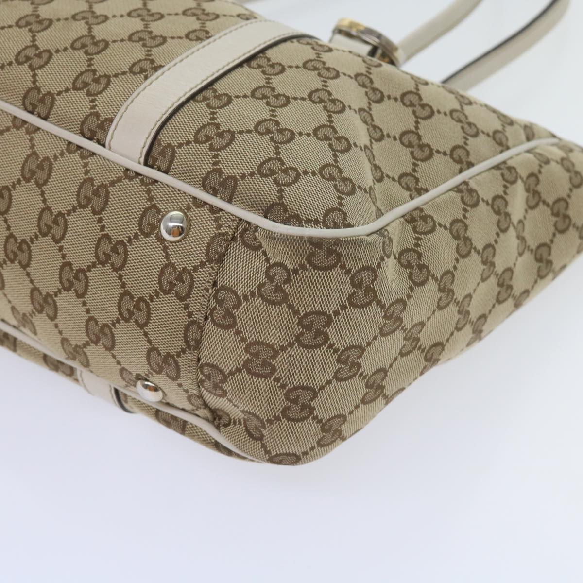 GUCCI GG Canvas GG Twins Tote Bag Beige 232957 Auth 60992