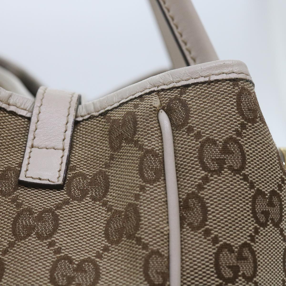 GUCCI GG Canvas GG Twins Tote Bag Beige 232957 Auth 60992