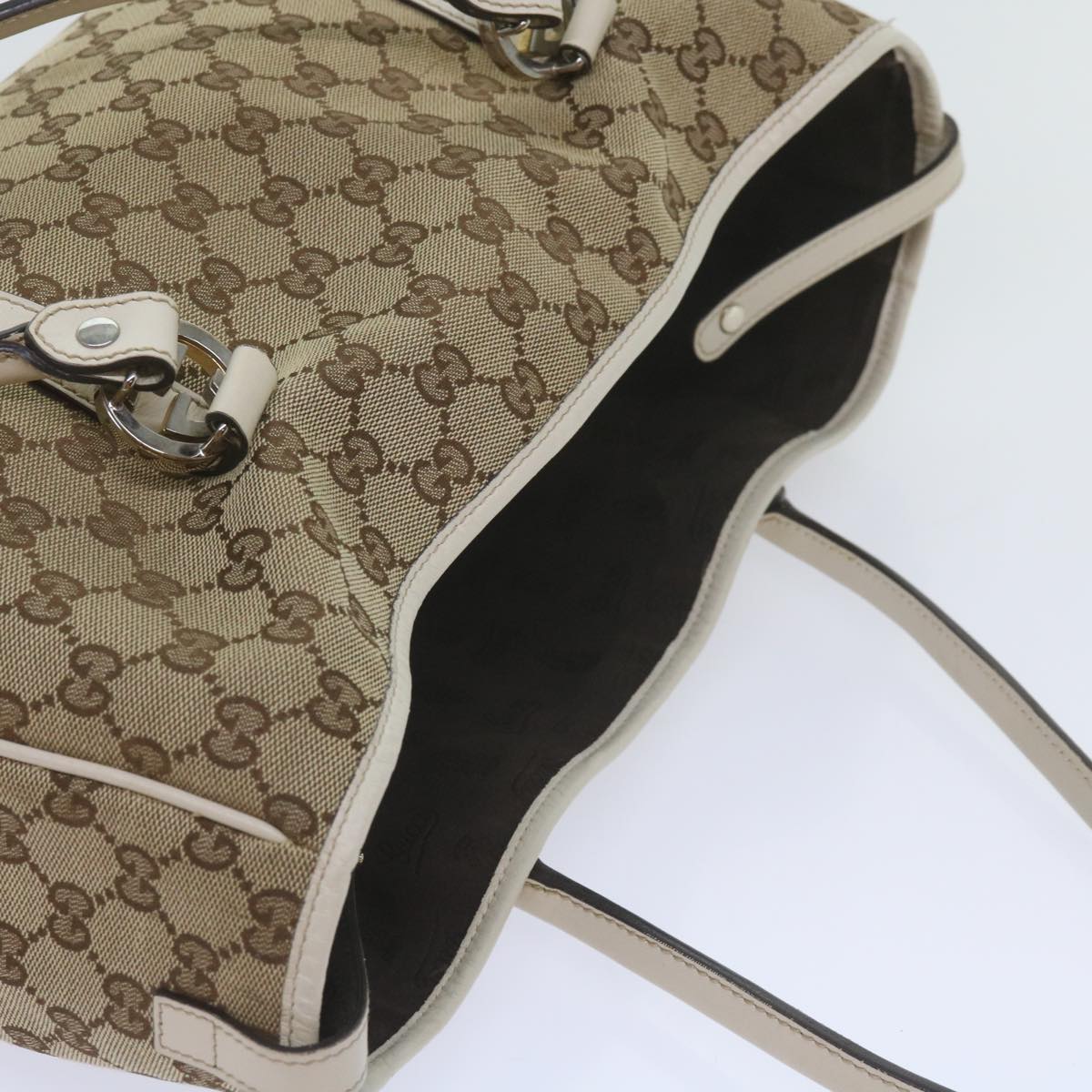 GUCCI GG Canvas GG Twins Tote Bag Beige 232957 Auth 60992