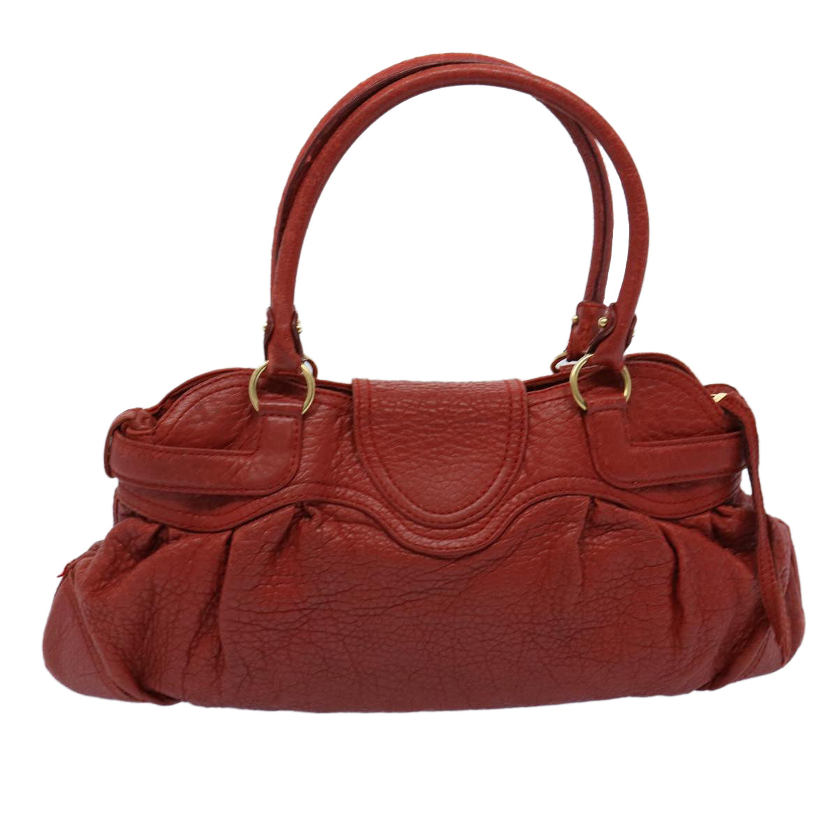 Salvatore Ferragamo Gancini Shoulder Bag Leather Red Auth 60999