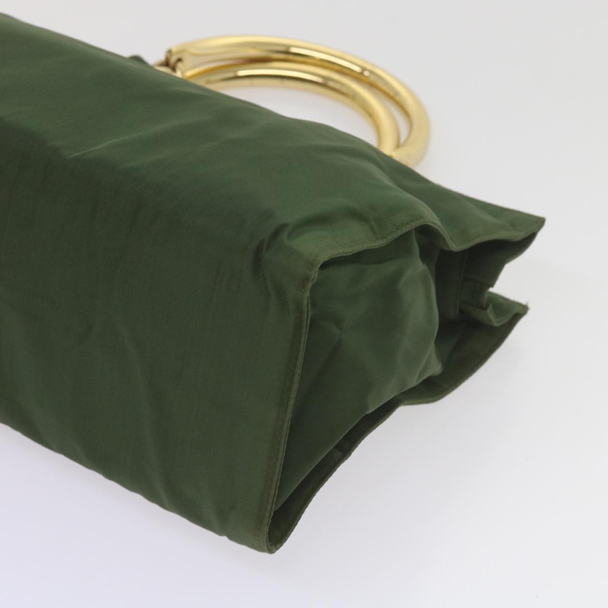 PRADA Hand Bag Nylon Green Auth 61003