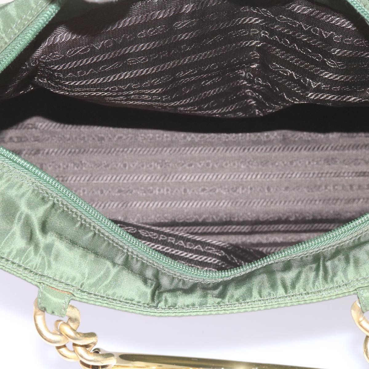 PRADA Hand Bag Nylon Green Auth 61003