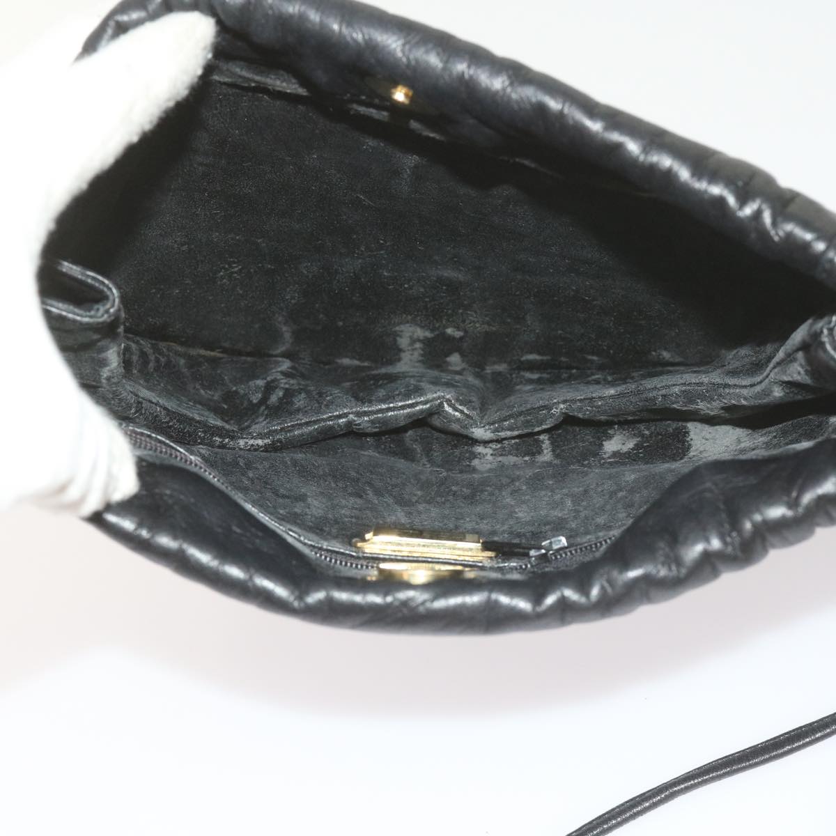 LOEWE Shoulder Bag Leather Black Auth 61043