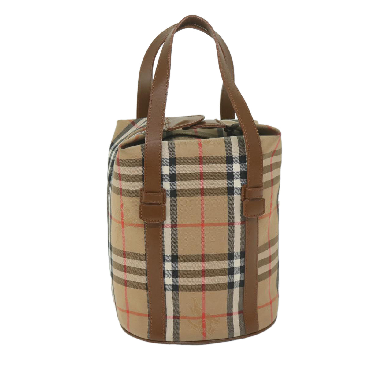 BURBERRY Nova Check Hand Bag Nylon Beige Auth 61050