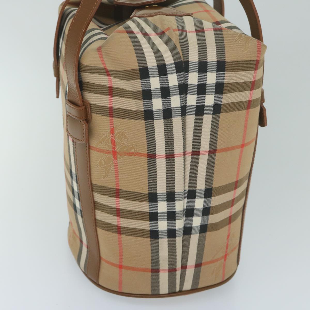 BURBERRY Nova Check Hand Bag Nylon Beige Auth 61050