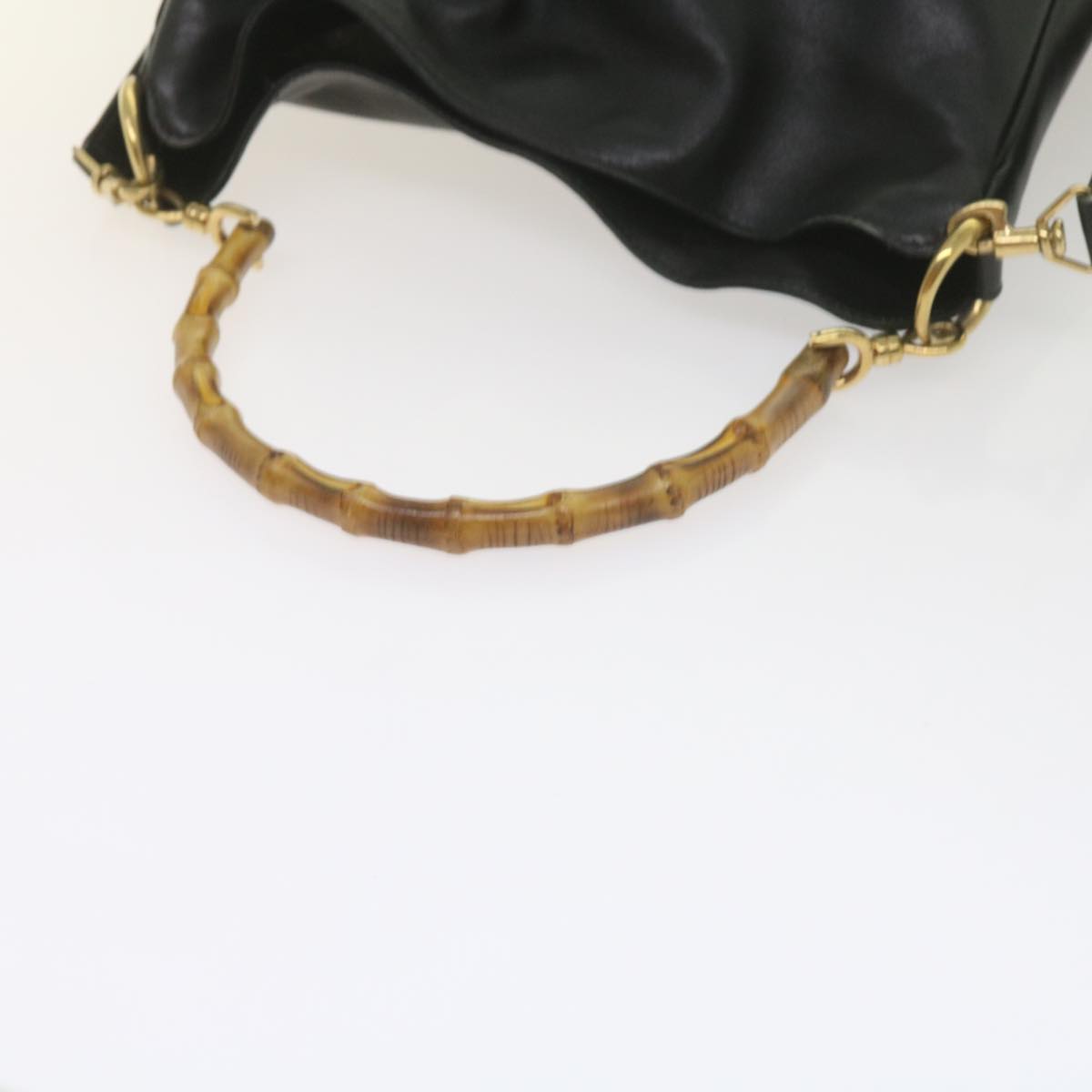 GUCCI Bamboo Shoulder Bag Leather Black 001 1638 Auth 61056