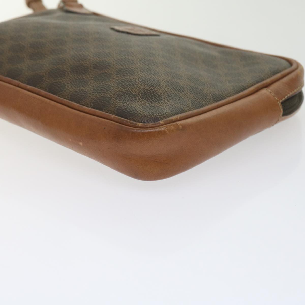CELINE Macadam Canvas Clutch Bag PVC Leather Brown Auth 61062