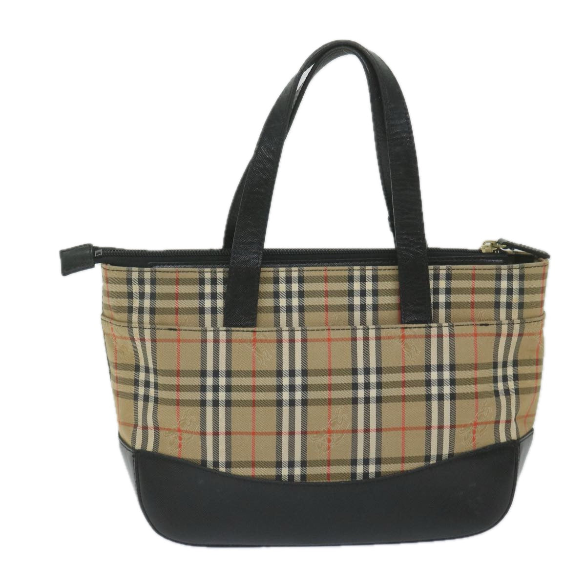 BURBERRY Nova Check Hand Bag Canvas Beige Black Auth 61096 - 0