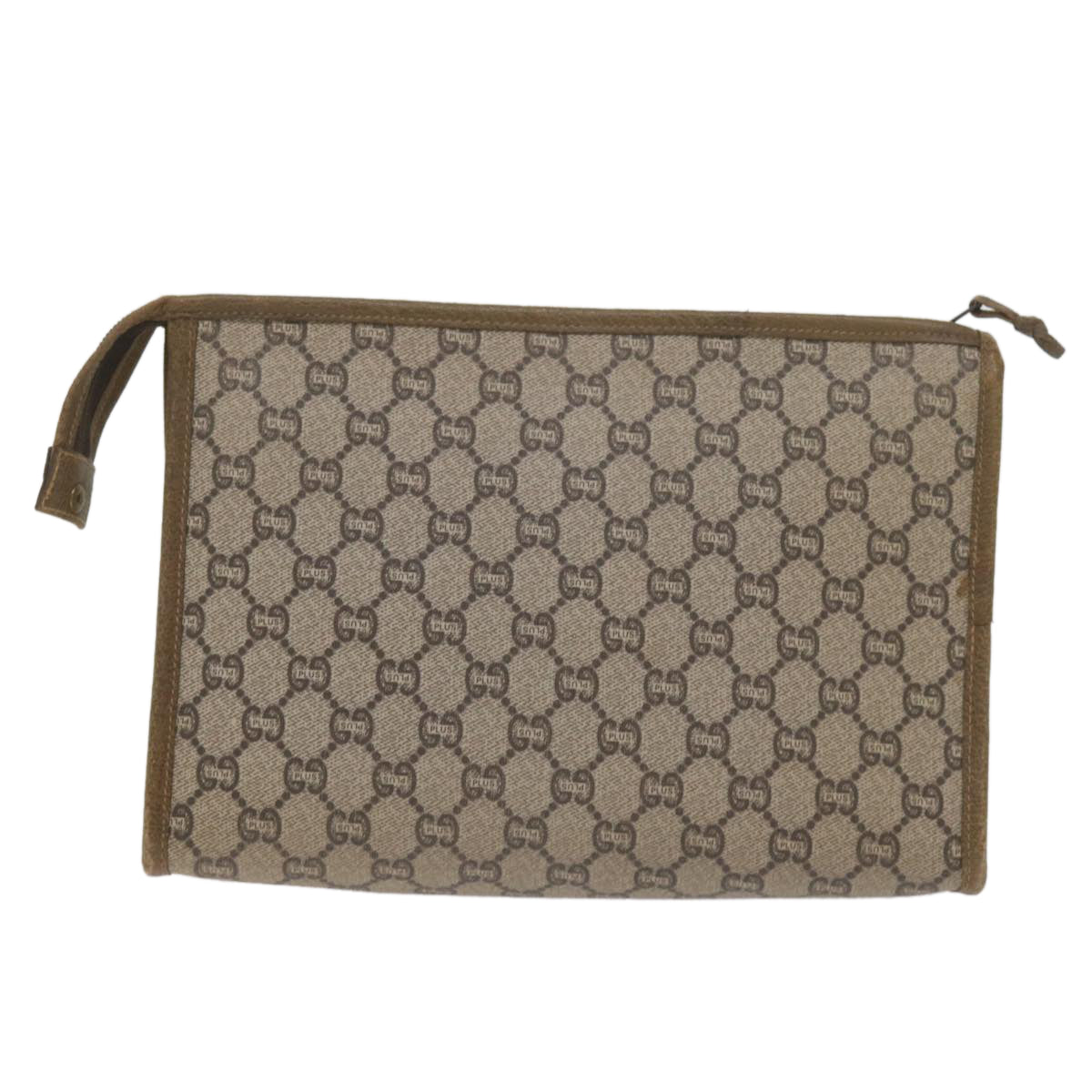 GUCCI GG Plus Supreme Clutch Bag PVC Leather Beige Auth 61108 - 0