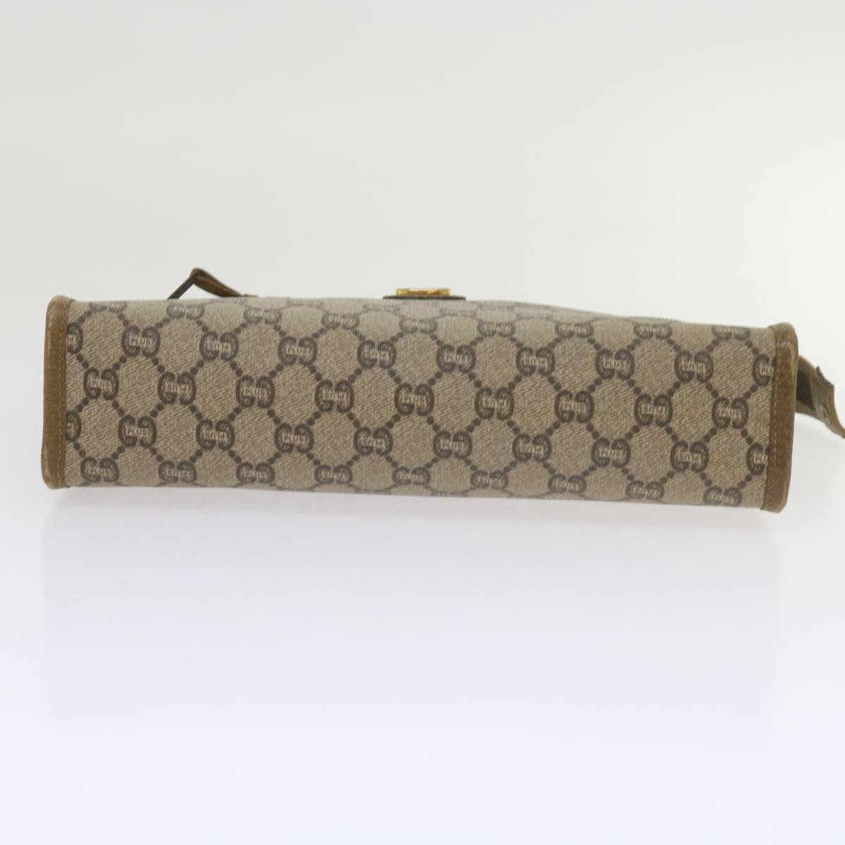 GUCCI GG Plus Supreme Clutch Bag PVC Leather Beige Auth 61108