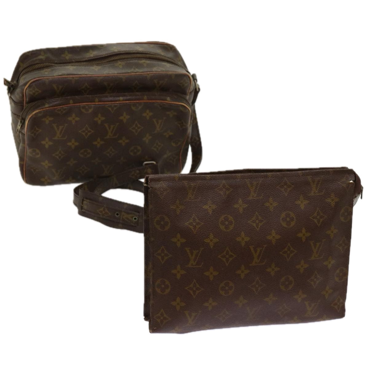 LOUIS VUITTON Monogram Clutch Bag Shoulder Bag 2Set LV Auth 61134