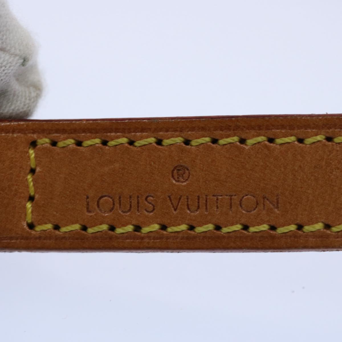 LOUIS VUITTON Shoulder Strap Leather 35.4"" Beige LV Auth 61188