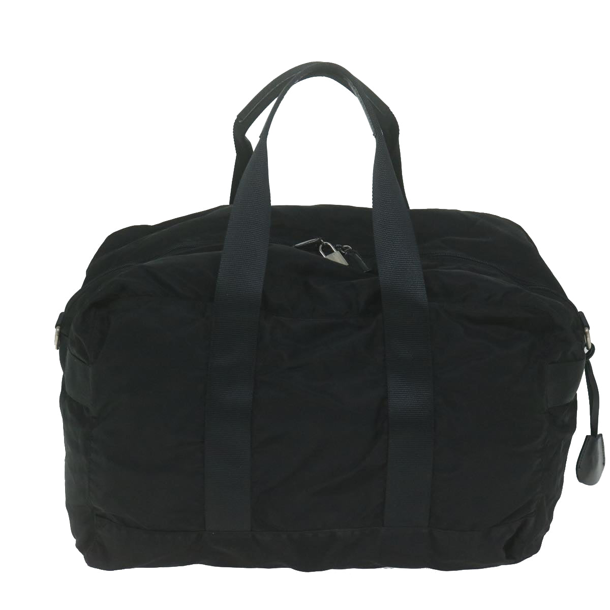 PRADA Boston Bag Nylon Black Auth 61194 - 0