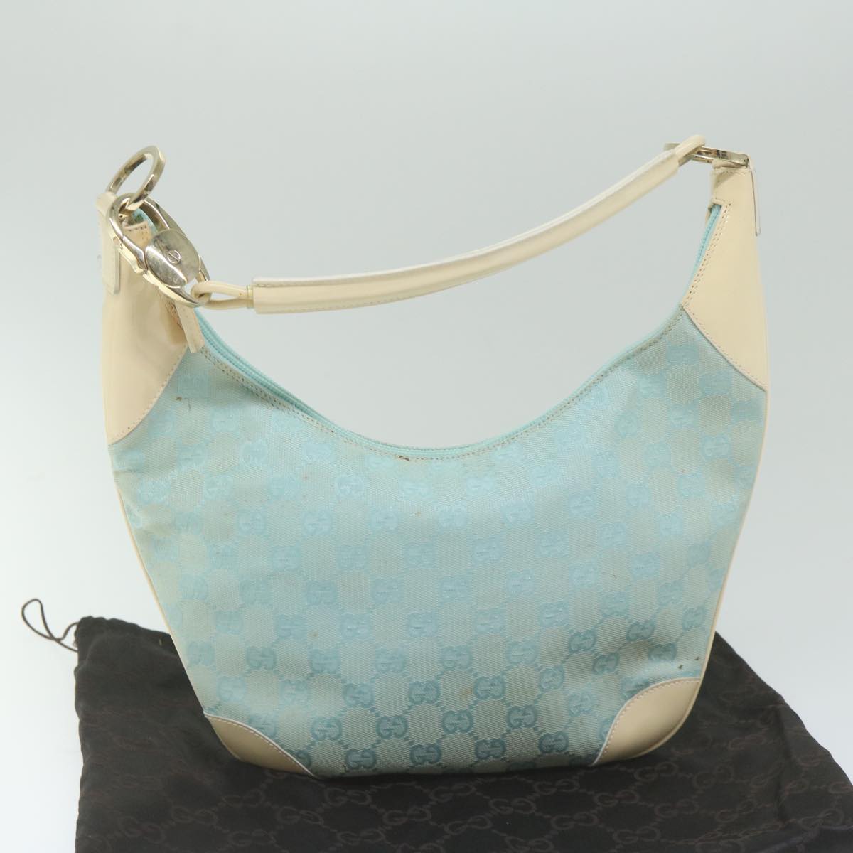 GUCCI GG Canvas Shoulder Bag Turquoise Blue 001 4158 3754 Auth 61197