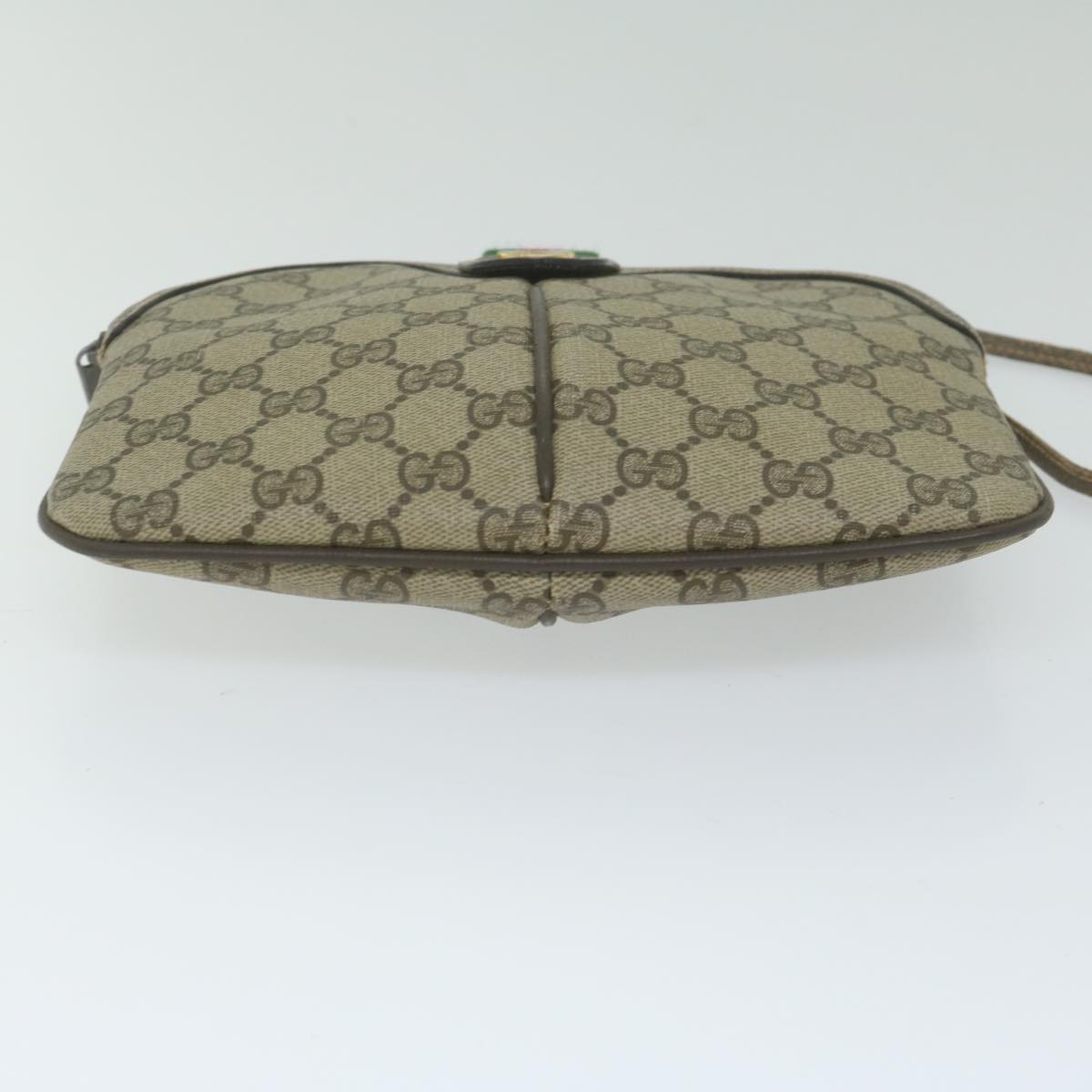 GUCCI GG Canvas Web Sherry Line Shoulder Bag PVC Beige Green Red Auth 61211