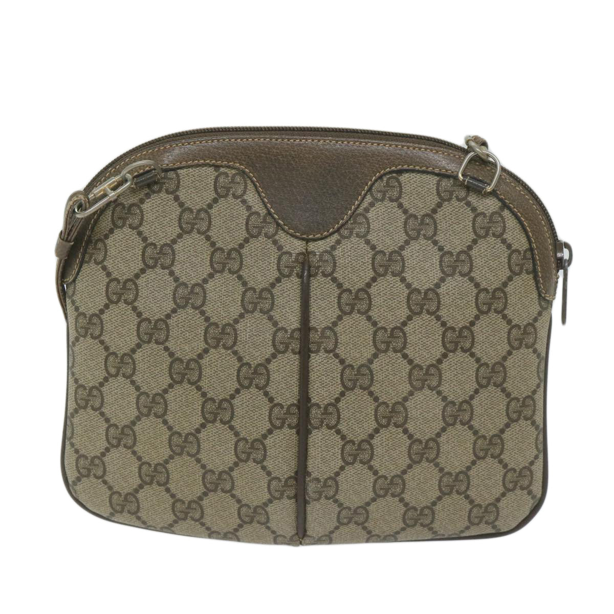 GUCCI GG Canvas Web Sherry Line Shoulder Bag PVC Beige Green Red Auth 61211 - 0