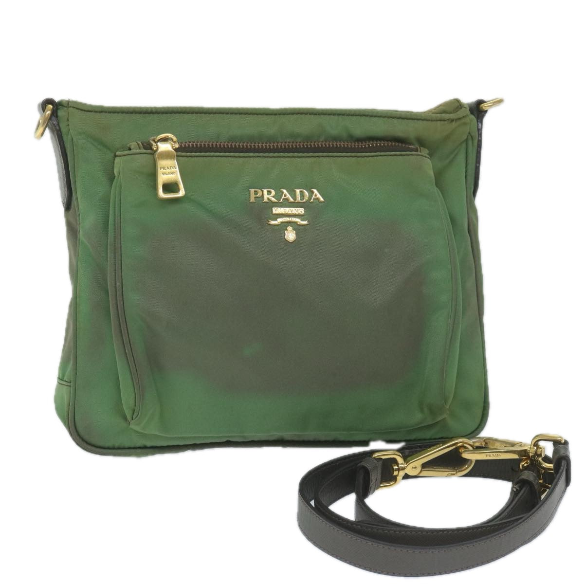 PRADA Shoulder Bag Nylon Green Auth 61234