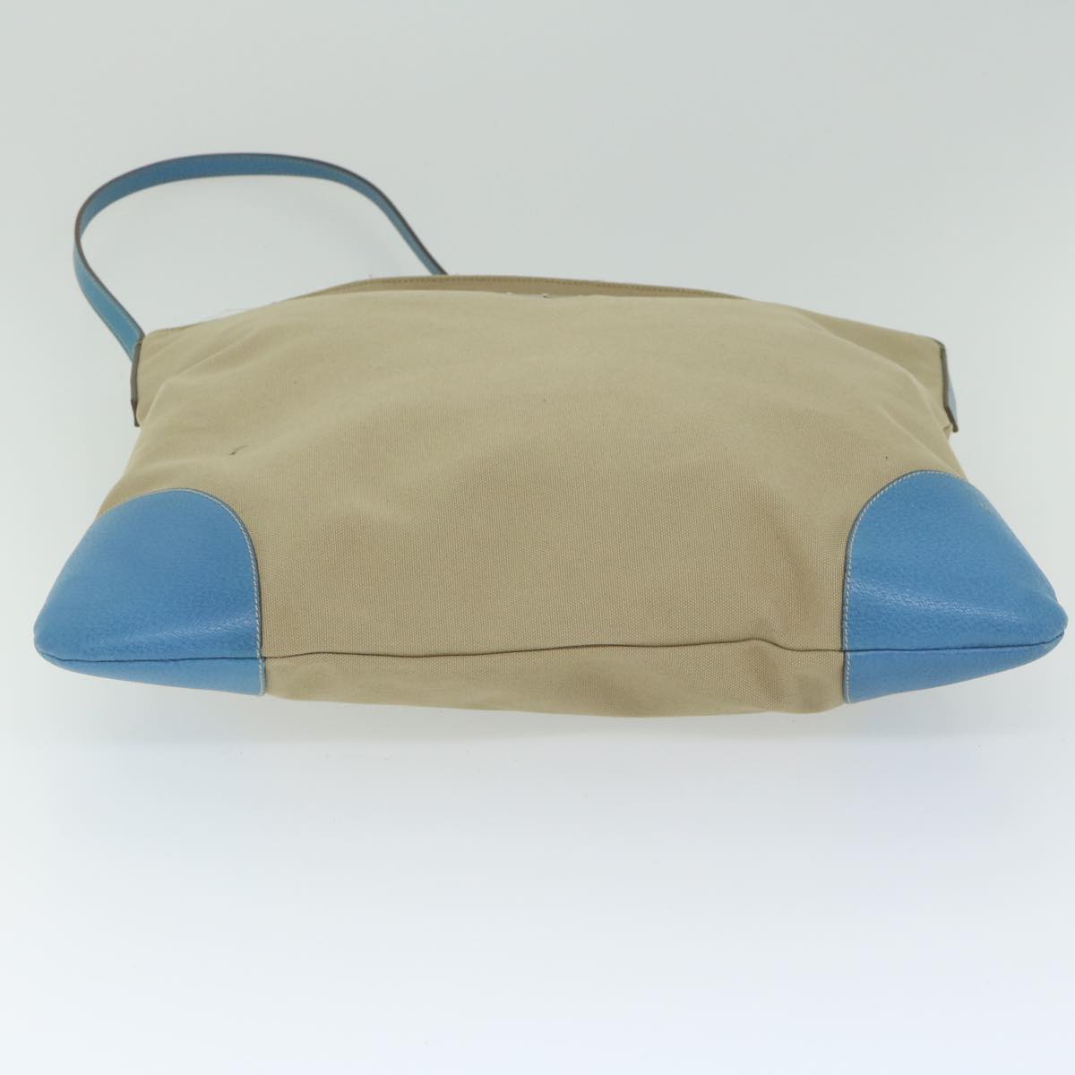 PRADA Shoulder Bag Canvas Beige Light Blue Auth 61240