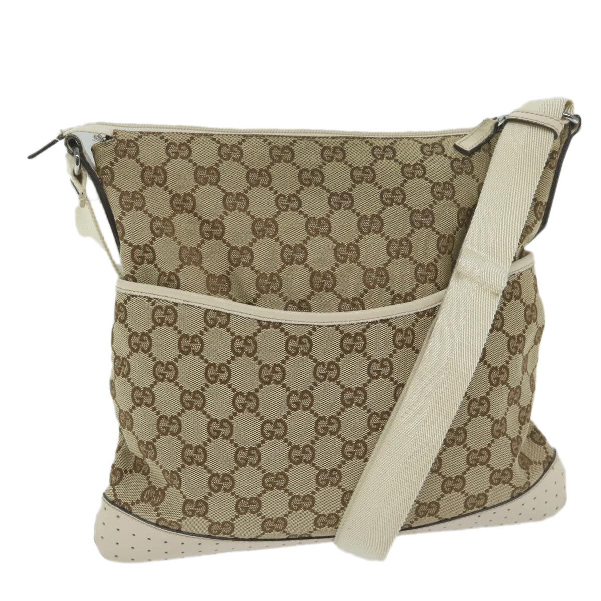 GUCCI GG Canvas Shoulder Bag Beige 145857 Auth 61246