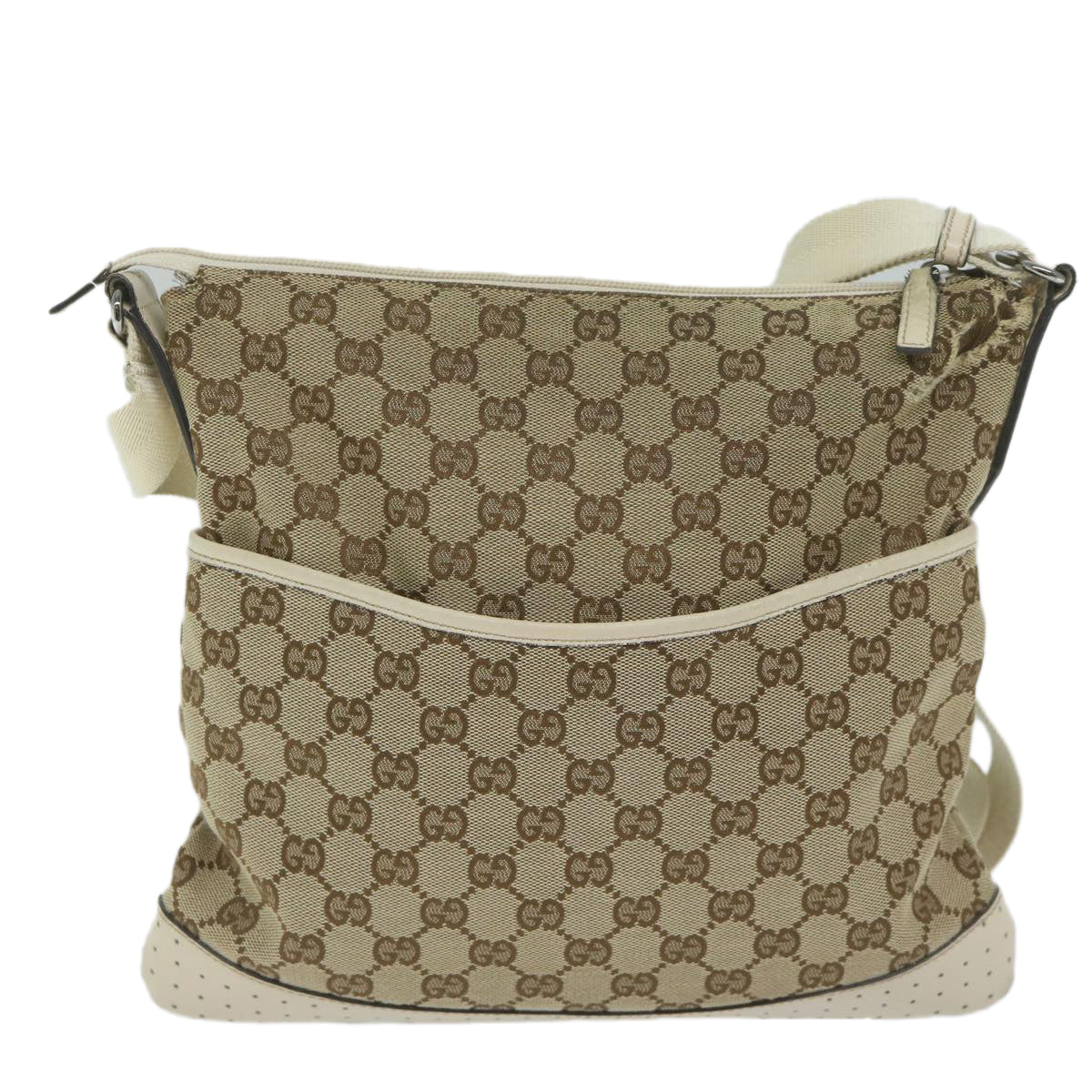 GUCCI GG Canvas Shoulder Bag Beige 145857 Auth 61246